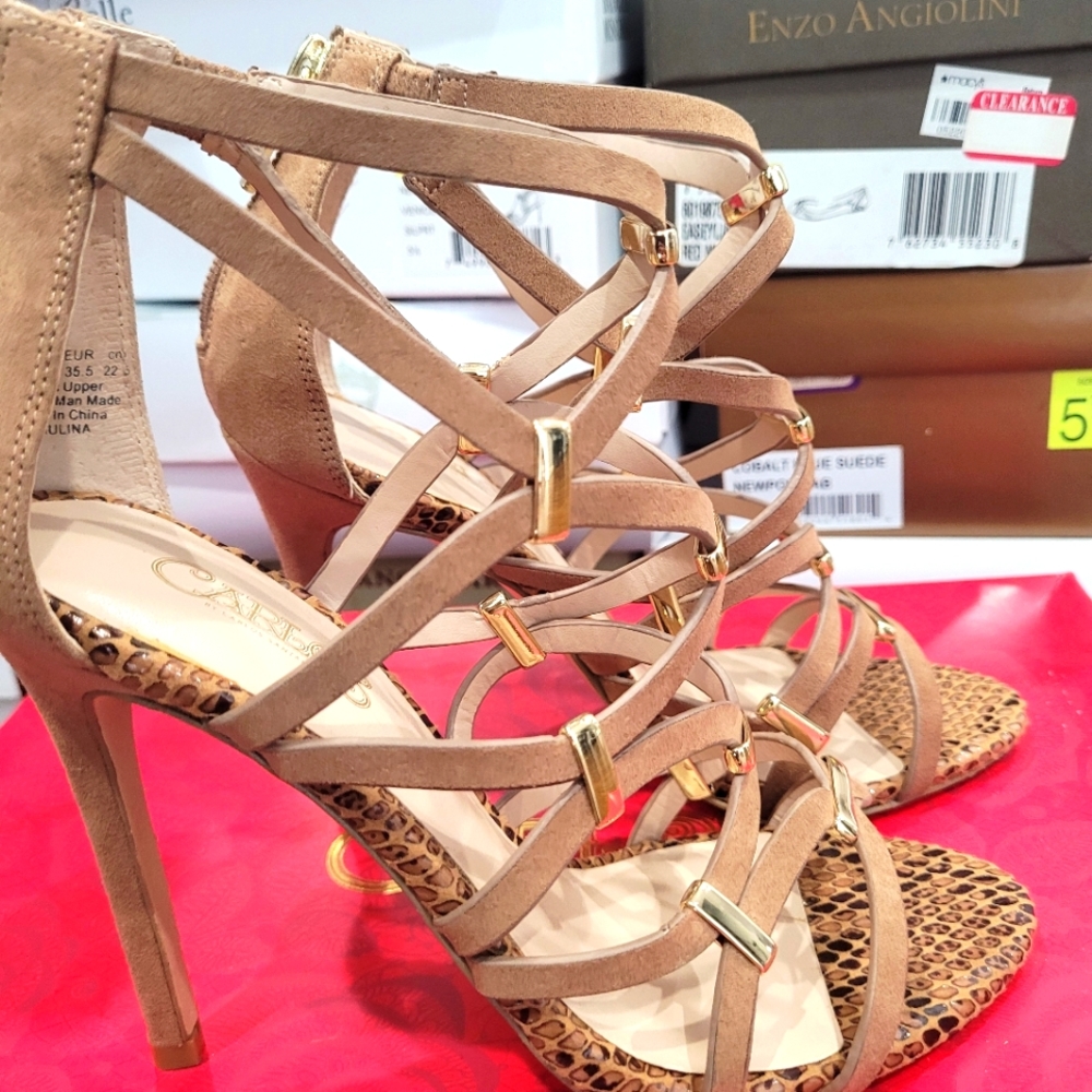 NEW strap suede heel sandals sz 5.5